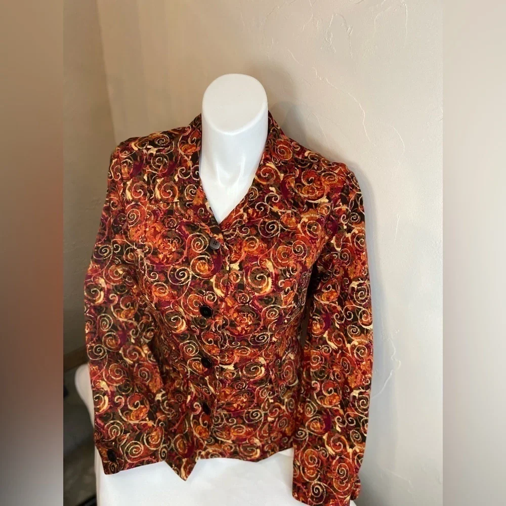 Christopher & Banks~Vibrant Multi-Colored Button-Up Shirt/Jacket~Pockets~Size XL